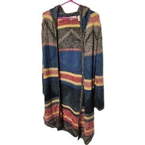 BKE Simmicks Multicolor Hooded Cardigan Sweater Womens S Acrylic‎ Wool Blend